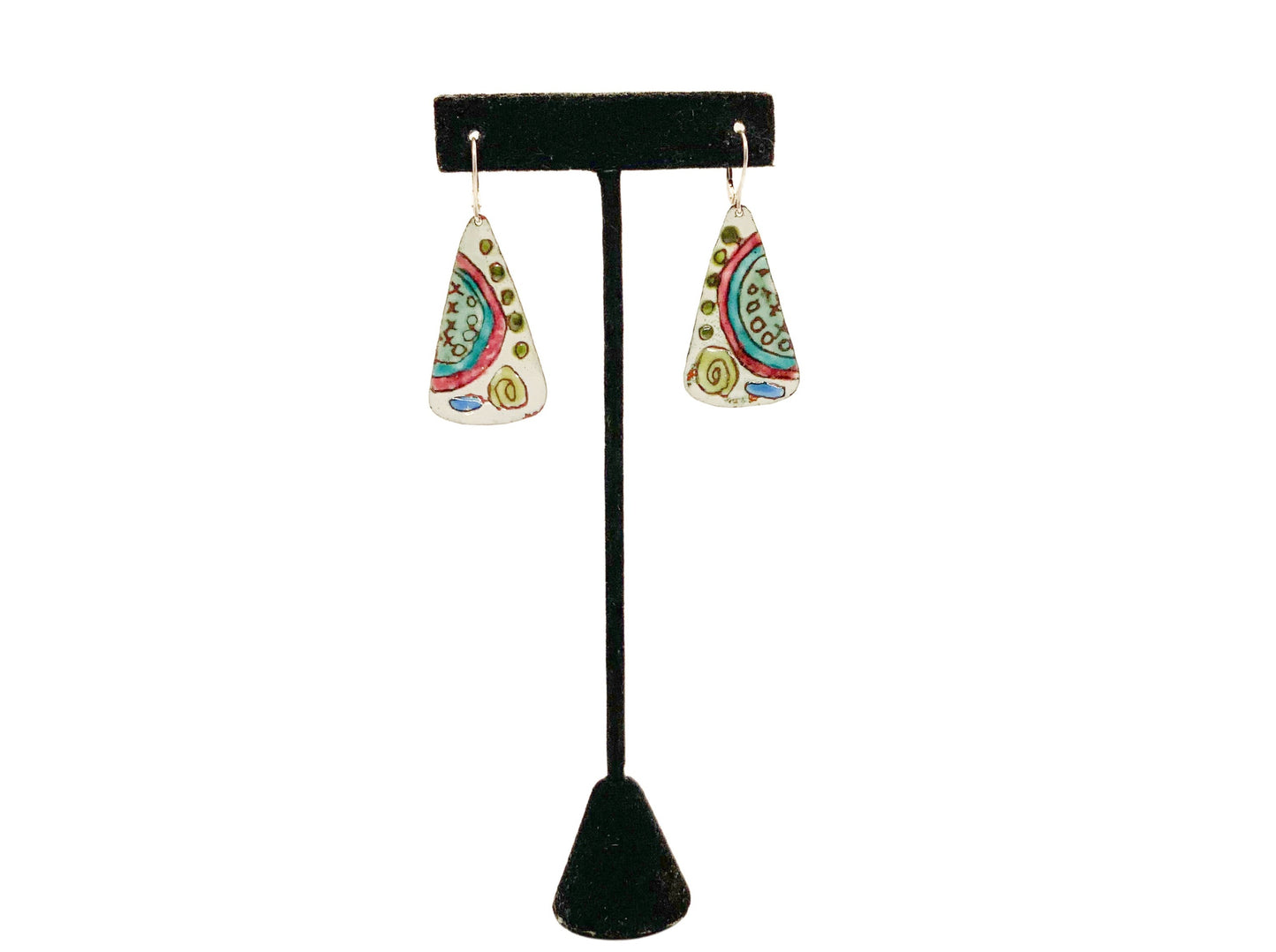 Long Triangle Enamel Earrings