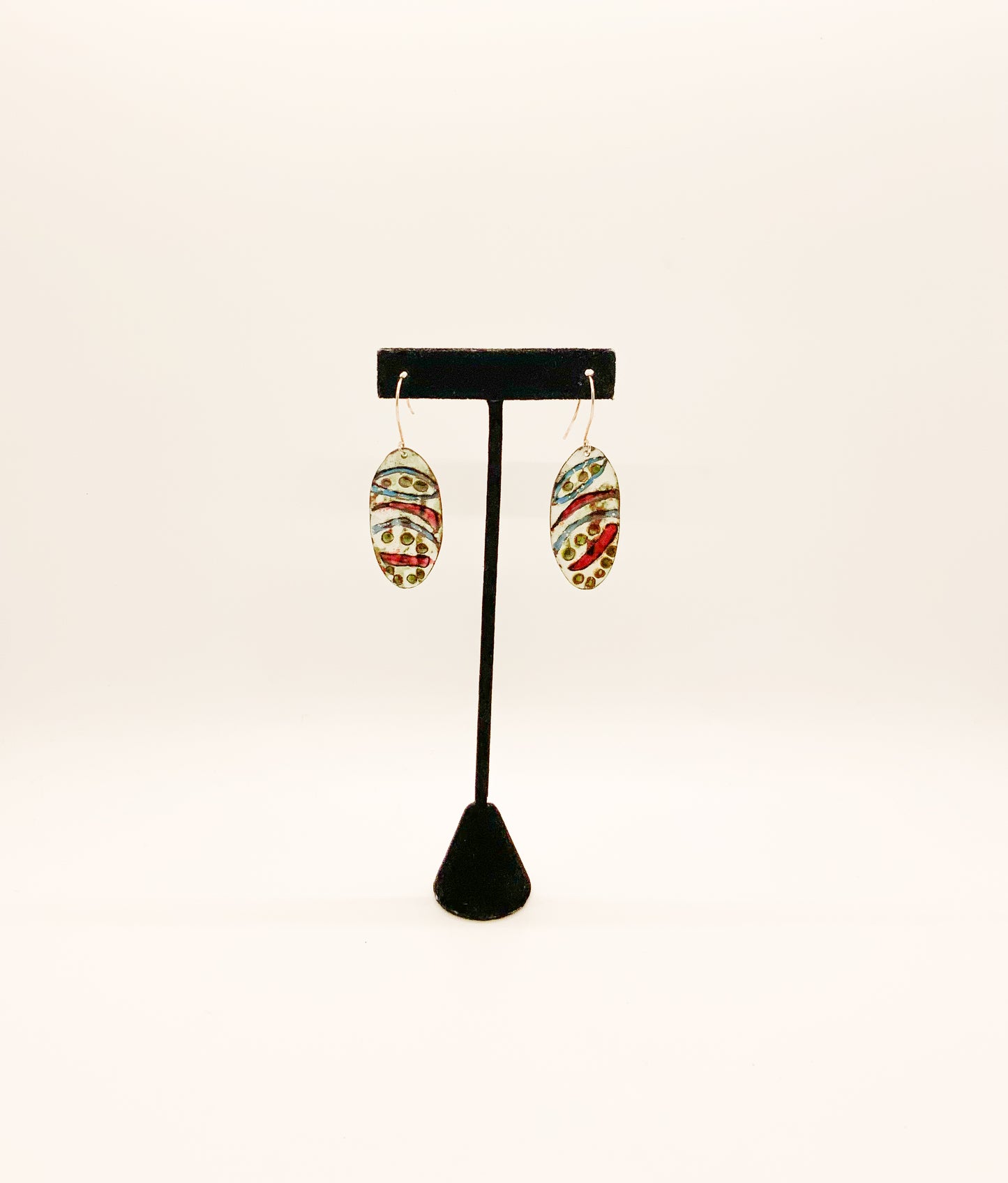 Narrow Oval Enamel Earring