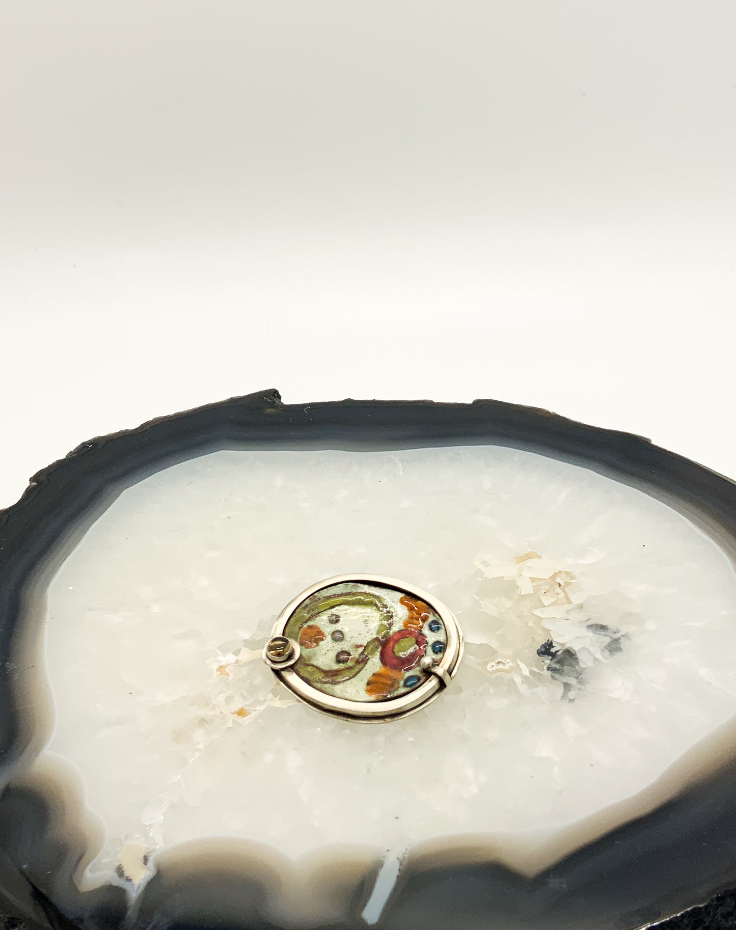 Pin/Pendant with Enamel and Tourmaline