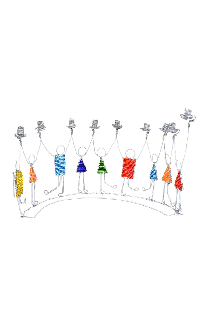 Dancing Children Beaded Hanukkah Menorah