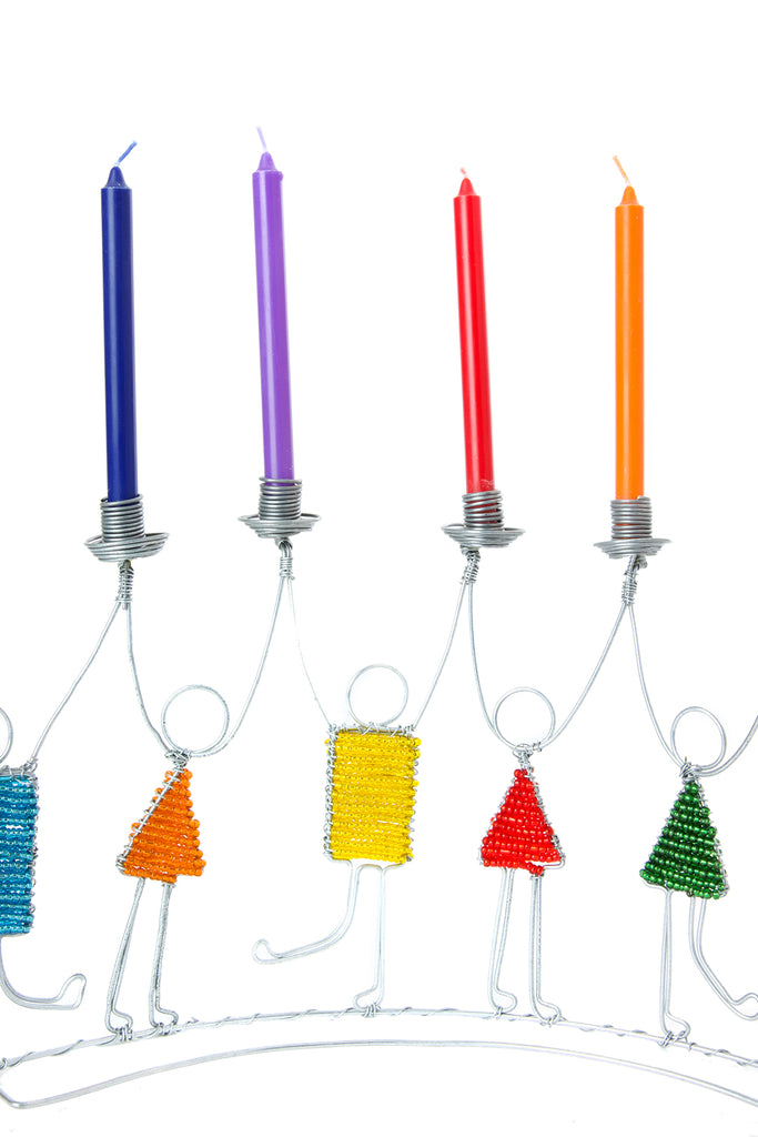 Dancing Children Beaded Hanukkah Menorah