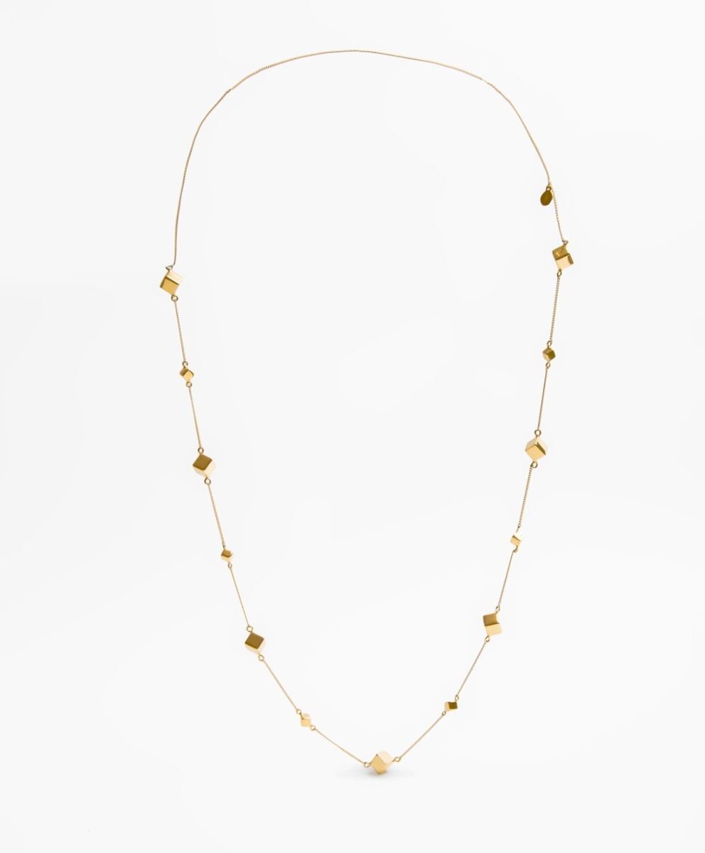 Long Gold Multi Cube Necklace