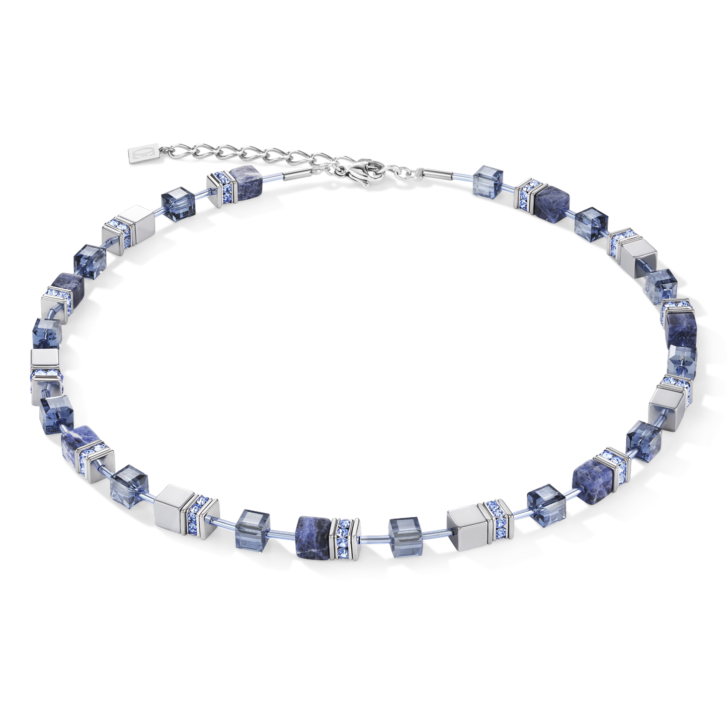 GeoCUBE Necklace Sodalite & Haematite Blue