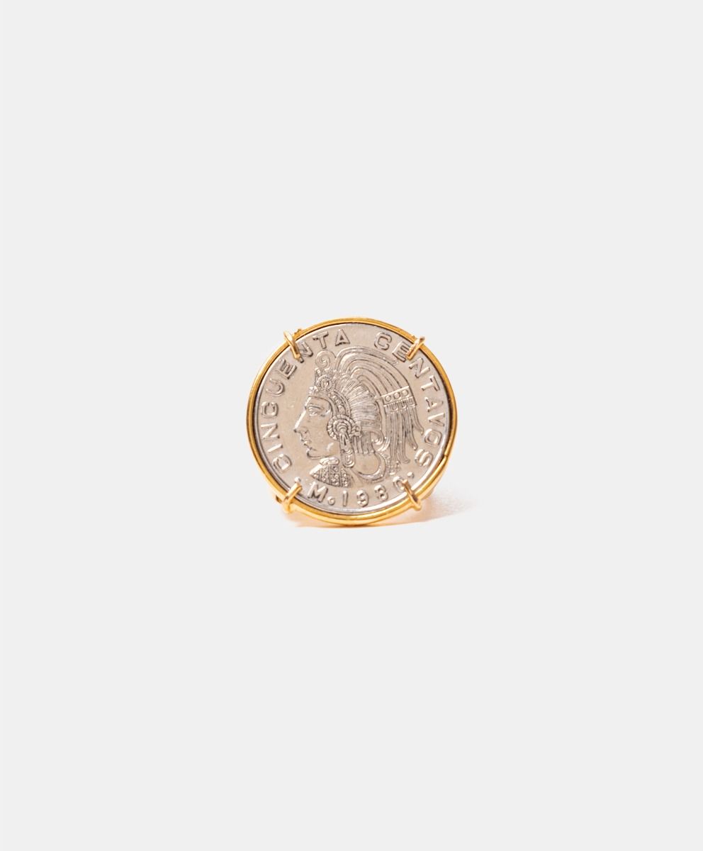 Gold Aztec Coin Ring