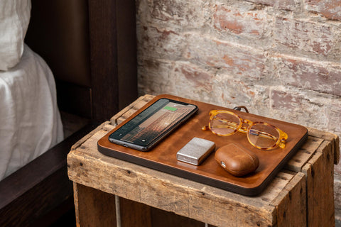 Catch 3 Leather Device Charger and Catch-All - Saddle
