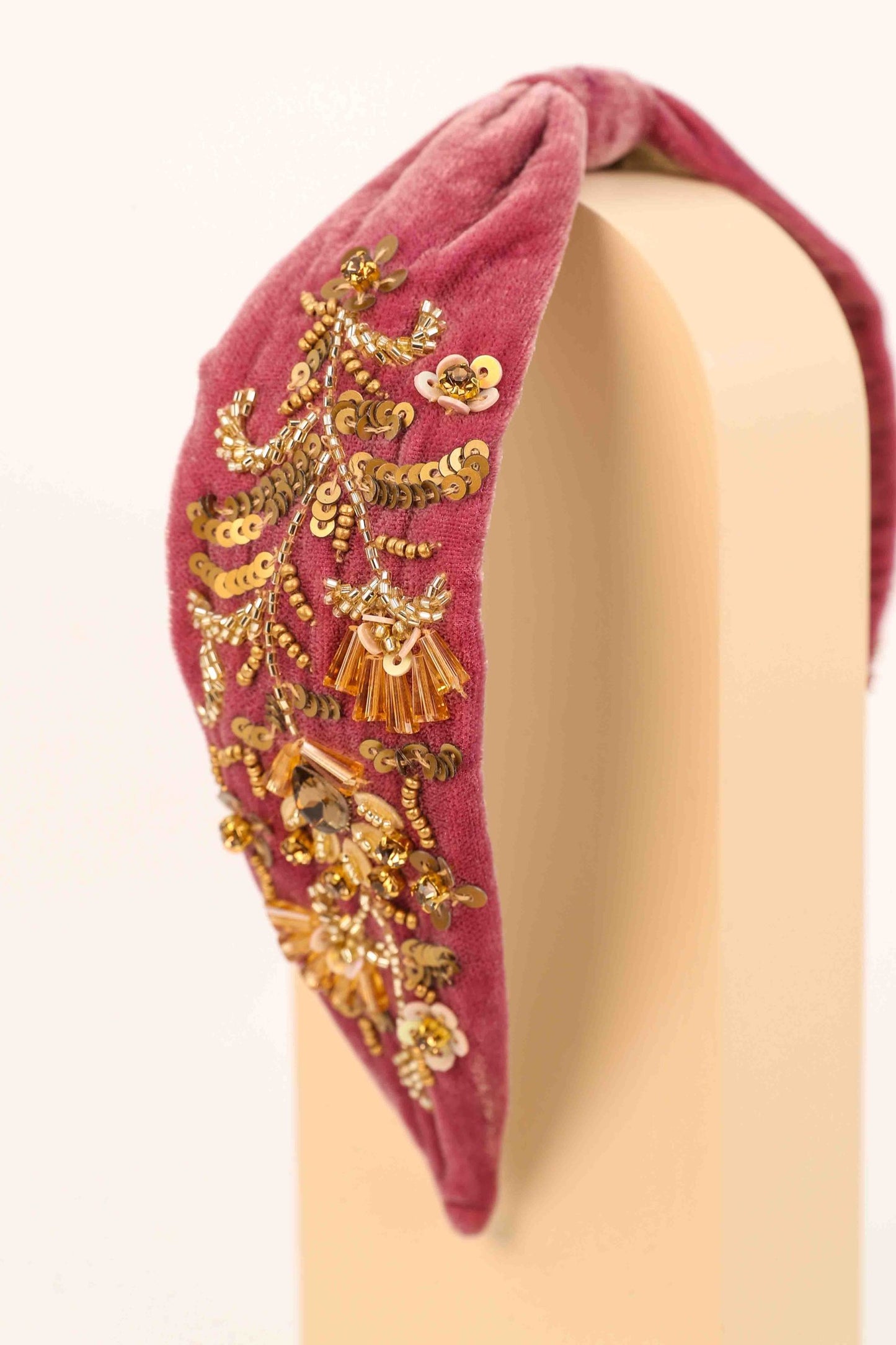 Embellished Wide Velvet Headband Amethyst