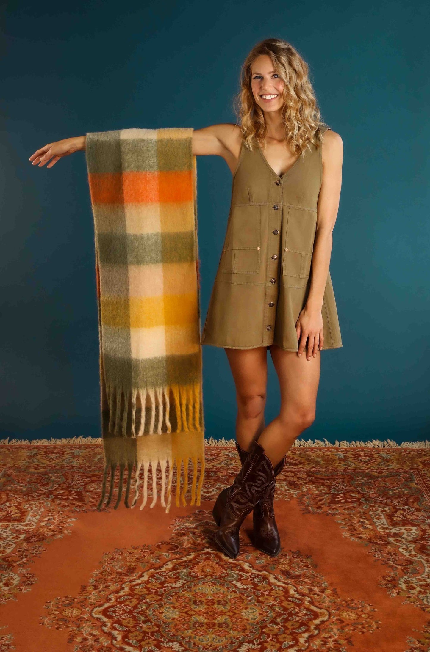 Maddie Tangerine/ Sage Cosy Scarf