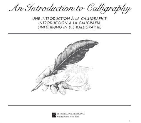 Book cover of 'An Introduction to Calligraphy' with a hand holding a feather pen on a white background.