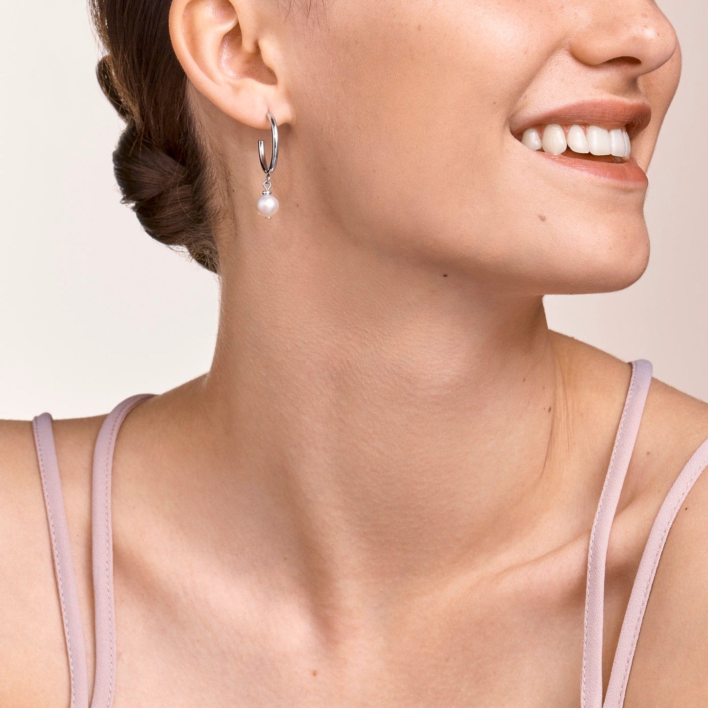 Sterling Silver Hoop Earrings with Freshwater Pearls