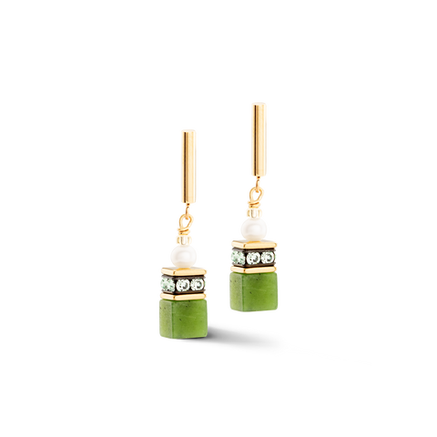 Earrings GeoCUBE Fusion Precious Pearl Mix gold-green