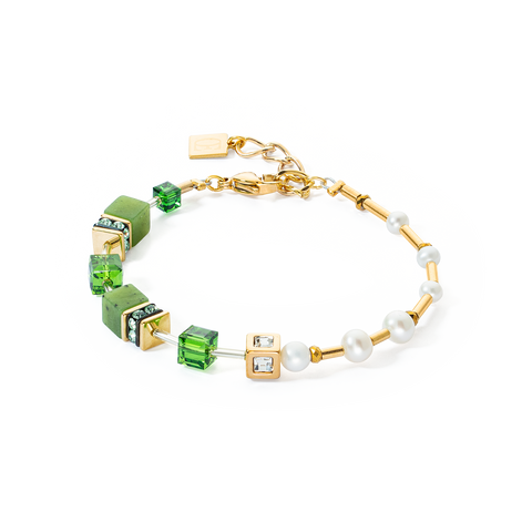 Bracelet GeoCUBE Fusion Precious Pearl Mix gold-green