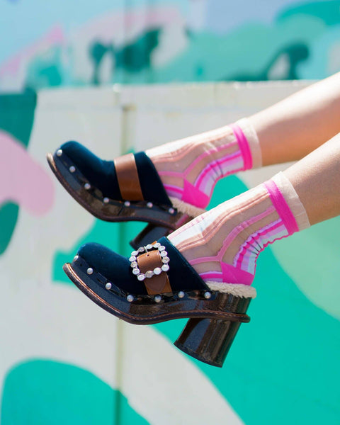 Candy Stripe Ruffle Crew Sock