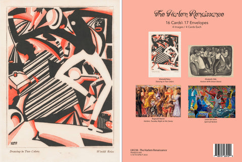 Harlem Renaissance themed card set with artistic illustrations on a pink background