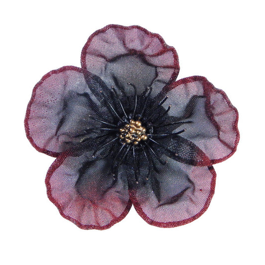 Cherry Blossom Pin with Merlot and Black