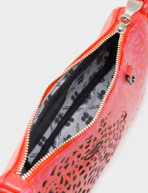 Lucas Hobo Mini Poppy Red Handbag - Retro Tiger Embroidery