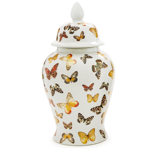 Butterfly Garden Covered Temple Jar