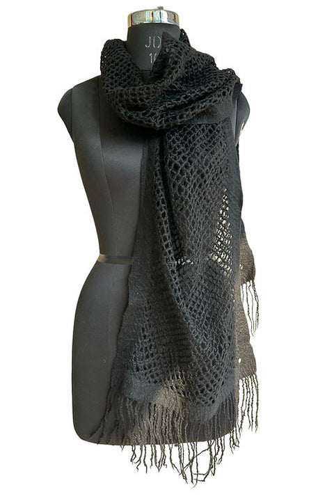 Black Felt Weave Scarf