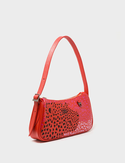 Lucas Hobo Mini Poppy Red Handbag - Retro Tiger Embroidery