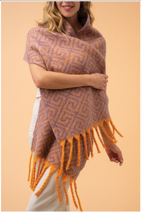 Athena Cosy Scarf Tangerine/Lavender