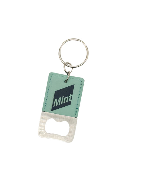 Mint Leatherette Bottle Opener Keychain