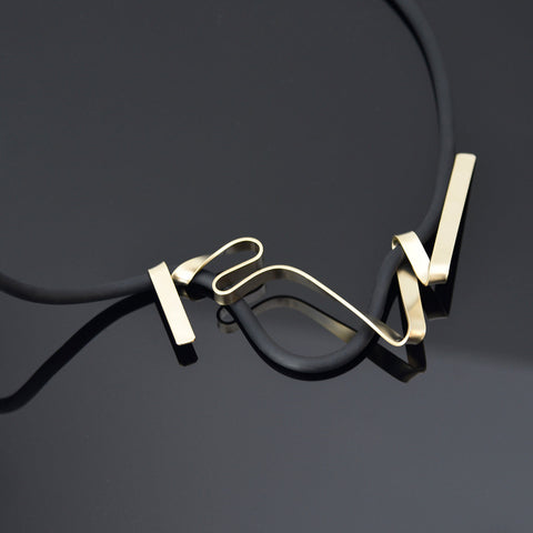 Allure Cord Necklace Black/Gold