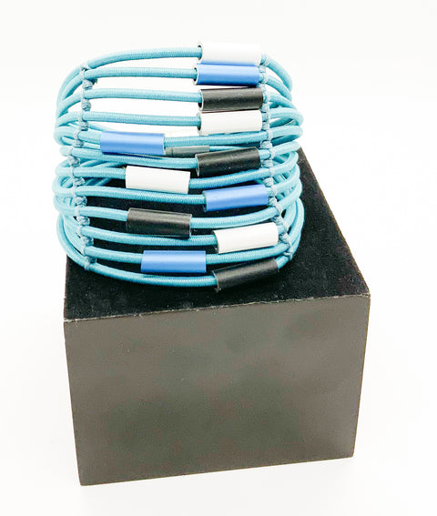 Multirow Bracelet with Aluminum Cylinder & Magnetic Closure