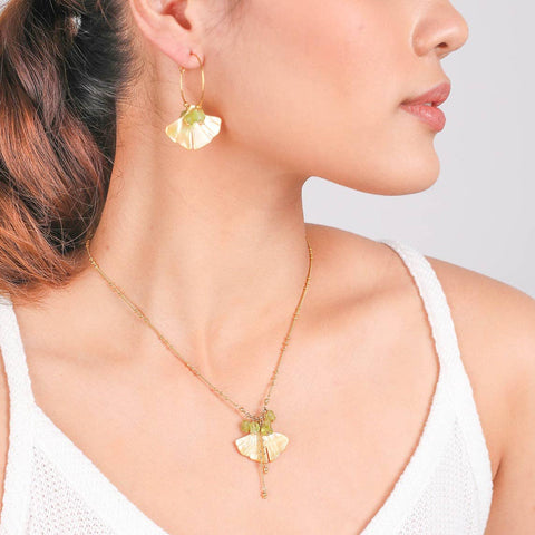 Nature Bijoux Dainty Gingko Drop Necklace