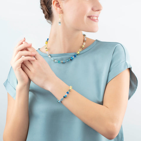 GeoCUBE Iconic Necklace Turquoise-Yellow