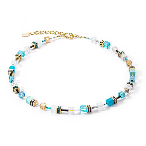 GeoCUBE Iconic Necklace Gold Turquoise