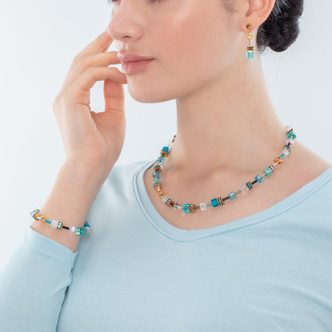 GeoCUBE Iconic Necklace Gold Turquoise