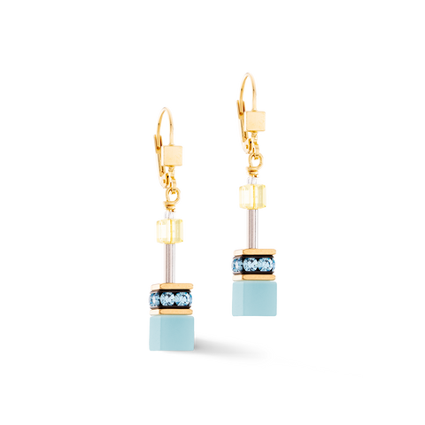 GeoCUBE Iconic Earrings Turquoise-Yellow