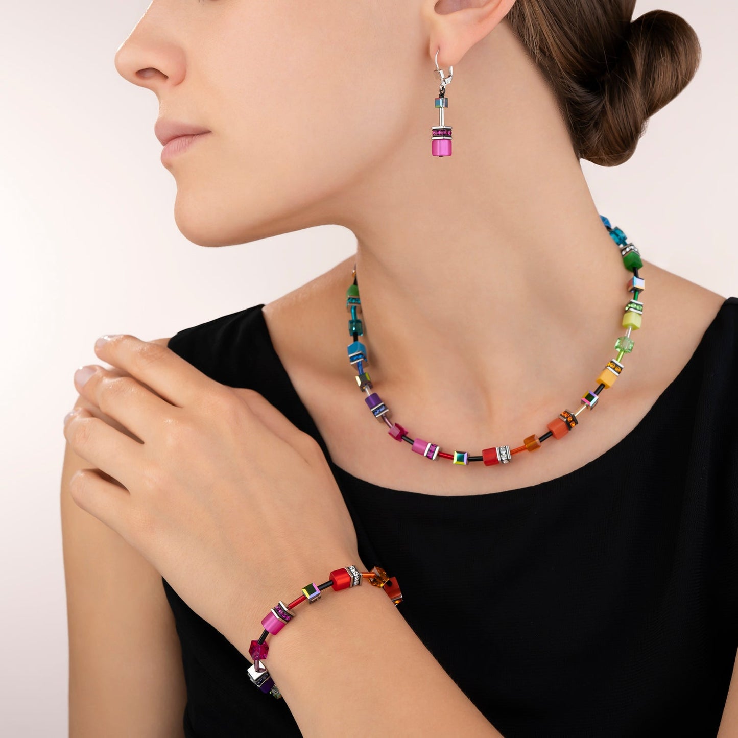 GeoCube Multicolor Rainbow Earrings
