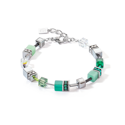 Iconic Cube Bracelet Double Teal and Silver