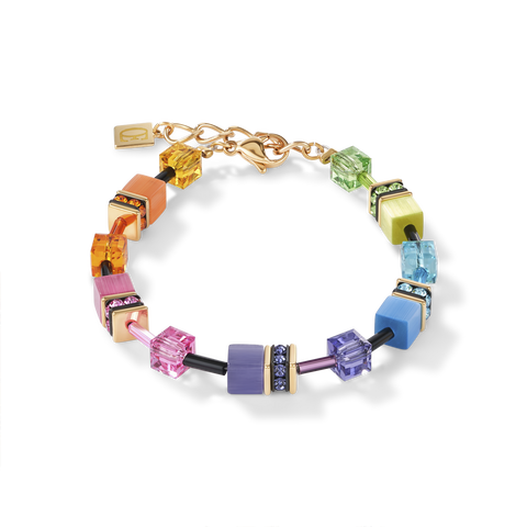 GeoCUBE Bracelet Multicolour Rainbow Gold