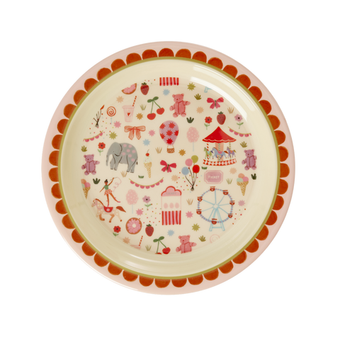 Melamine Kids Plate - Fun Fair Pink Print