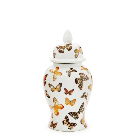 Butterfly Garden Covered Temple Jar