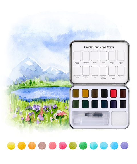 Watercolor Coloring Club Box Landscape