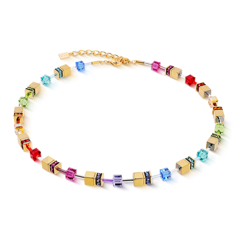 GeoCUBE Iconic Metallic necklace Rainbow gold