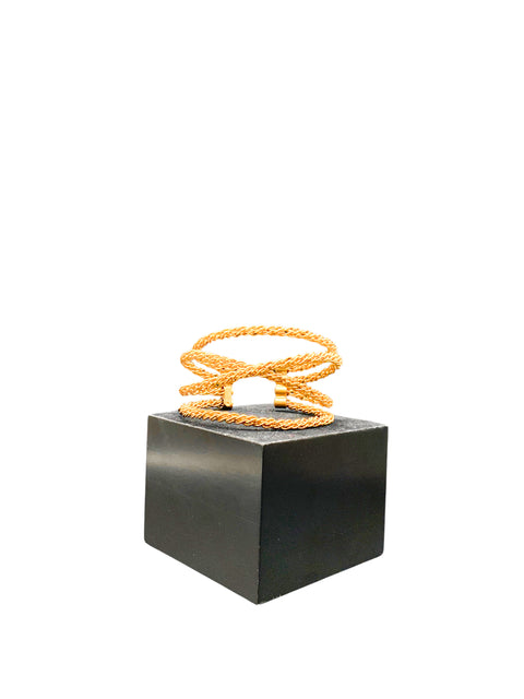 Twisted Wire Criss-Cross Cuff Gold