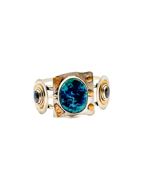 Cuff with Square and Mixed Glazes with Labradorite