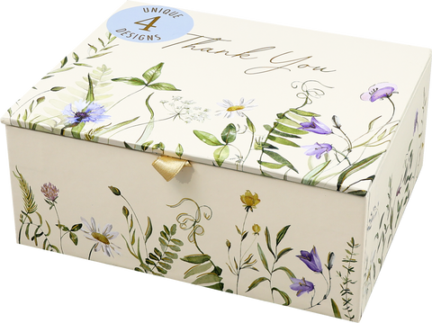 Decorative box with floral design and 'Thank You' text on a white background
