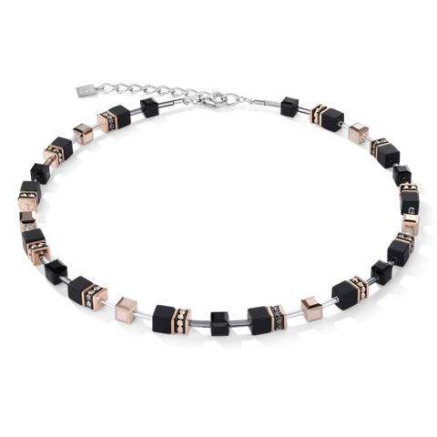 GeoCUBE Necklace onyx black-rose gold