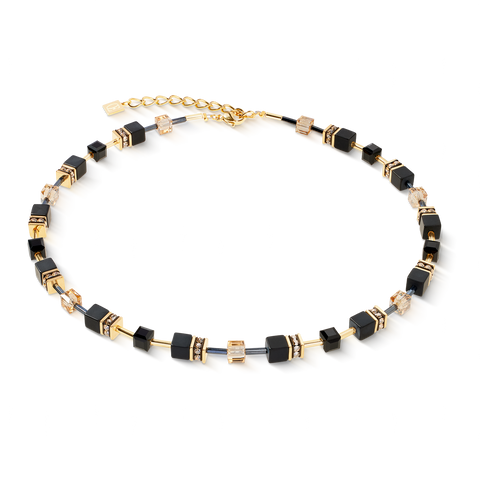 GeoCUBE necklace Onyx black-gold