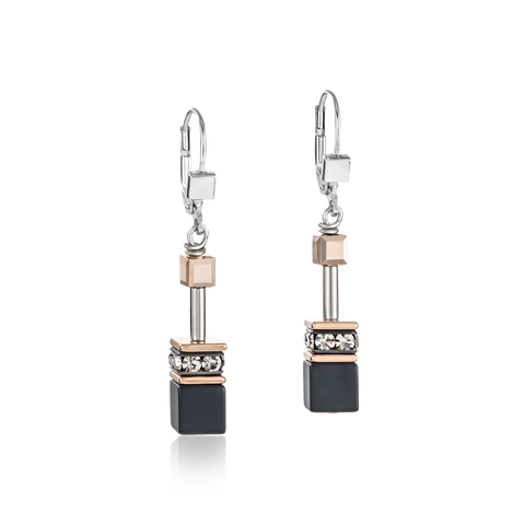 GeoCUBE Earrings onyx black-rose gold