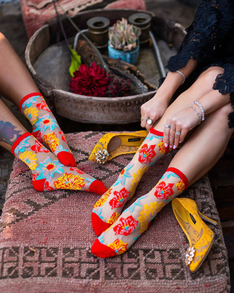 Flower Power Sheer Crew Sock