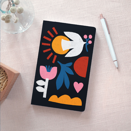 Sun and Bird Lay Flat Notebook
