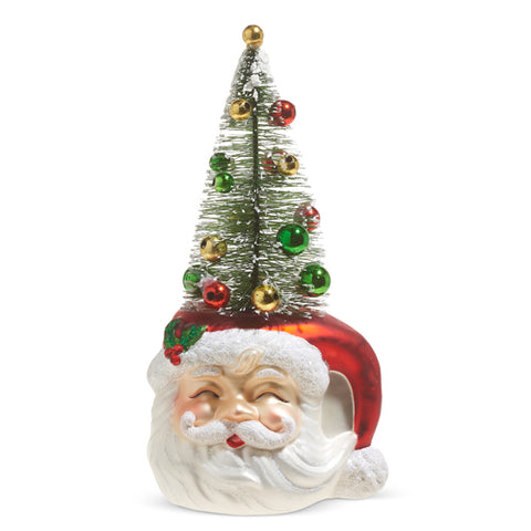 7" Santa Bottle Brush Tree Ornament