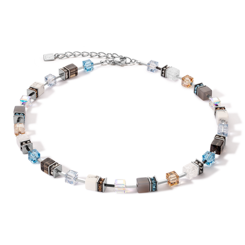 GeoCUBE Iconic Statement Precious Necklace Aqua-Beige