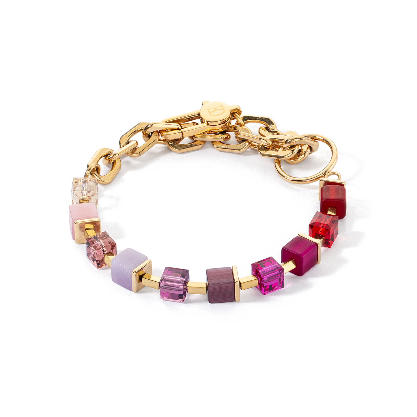 Iconic Cube Bracelet in Red Purple and Gold