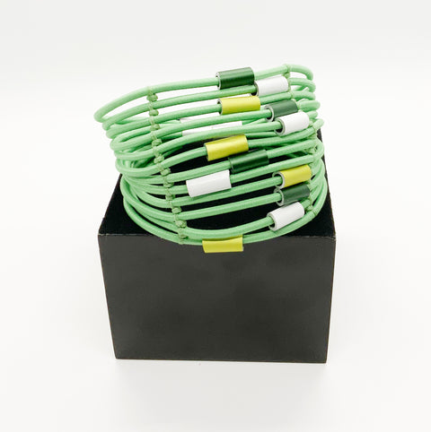 Multirow Bracelet with Aluminum Cylinder & Magnetic Closure